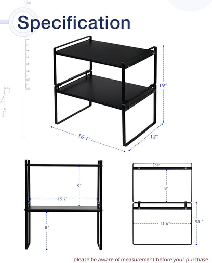 Nxconsu 2Pack Cabinet Shelves Stackable Shelf Organizer Rack Riser for Kitchen Cabinet Pantry