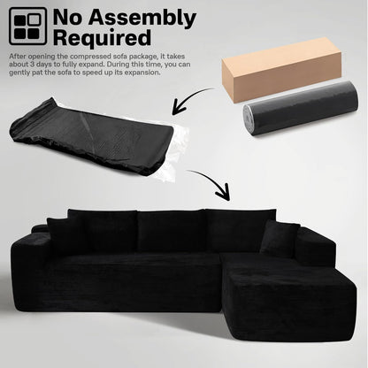 104" Cloud Sectional Couches for Living Room,L Shaped Boneless Couch in A Box,Sleeper Sofa with