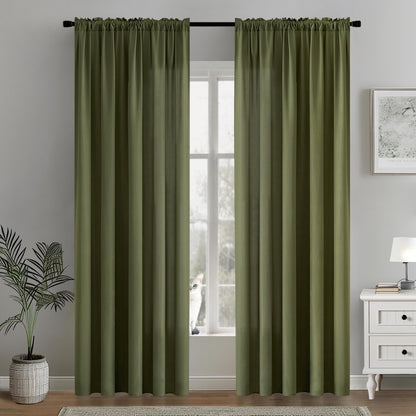 MIULEE Olive Green Privacy Sheer Curtains That Let Light in 72 Inches Long Non-See-Through Semi