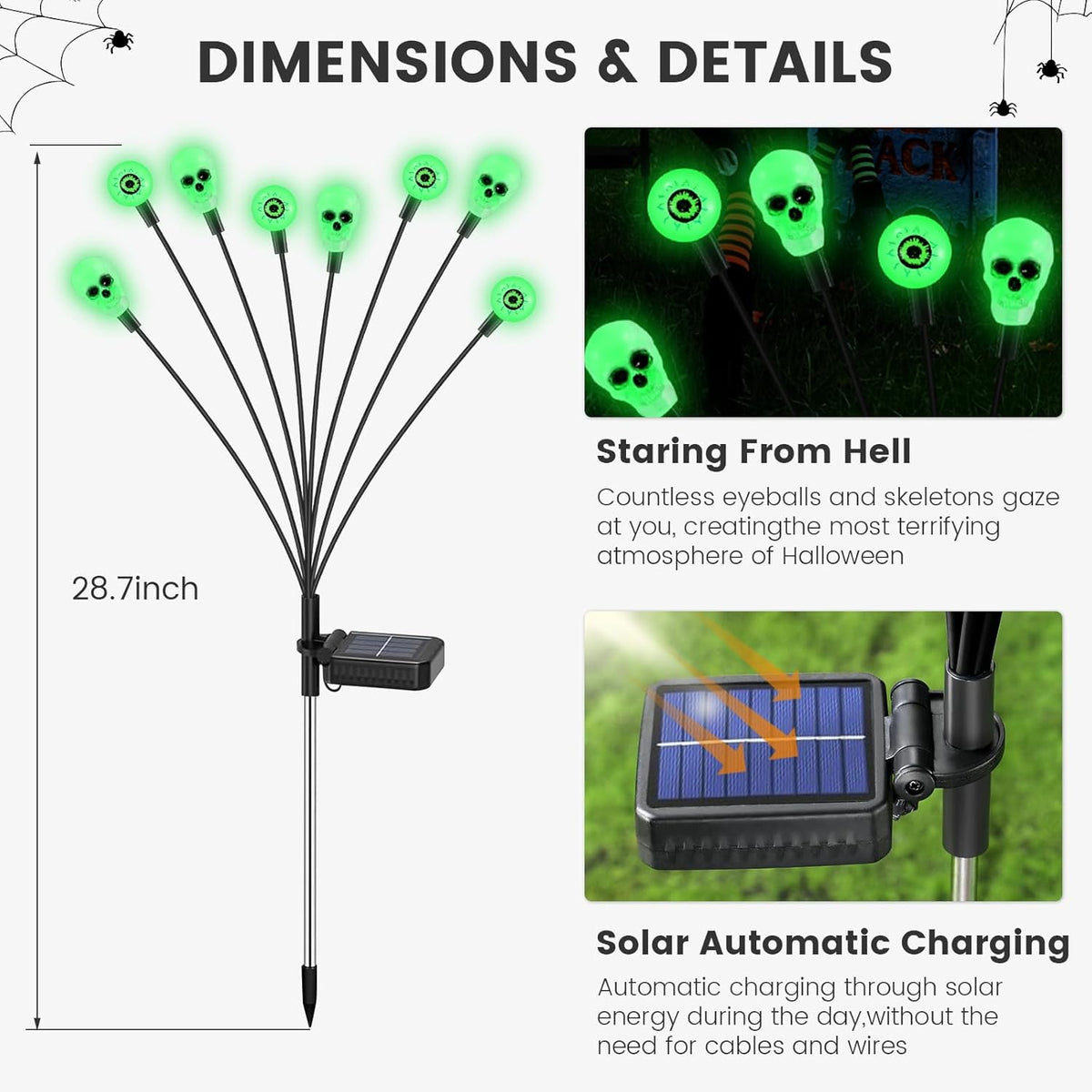 Solar Halloween Lights Outdoor,Halloween Decorations Outdoor, Scary Eyeball Lights,2PACKS