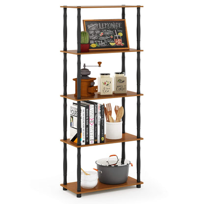 Furinno TURN-S-TUBE Storage Shelves, 5-Tier Book Shelf, Corner Shelf, Toolless Open Shelves