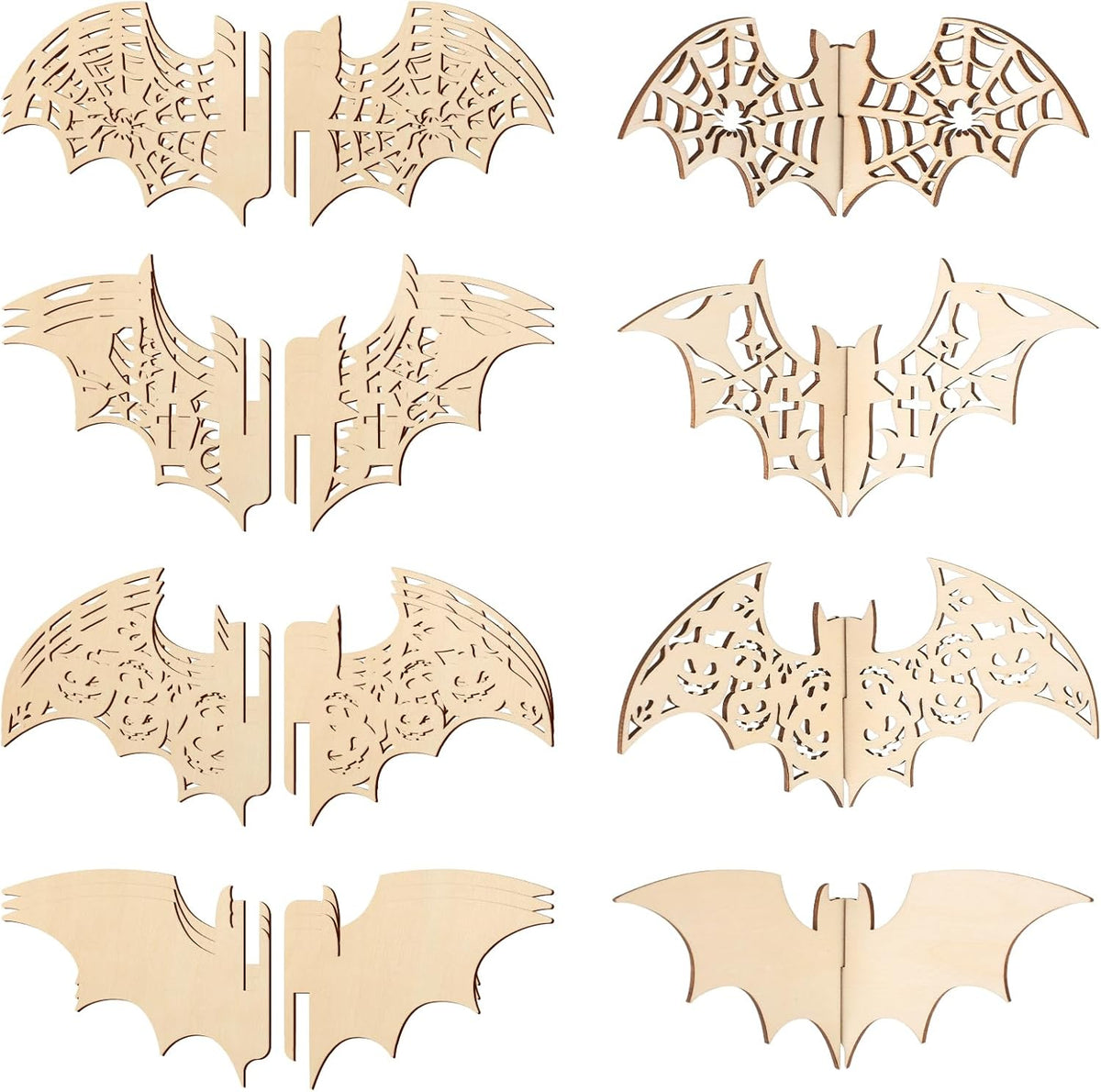 COCHIE DIY 3D Halloween Bats Wood Crafts to Paint for Kids Adults, Paintable Unfinished Wooden
