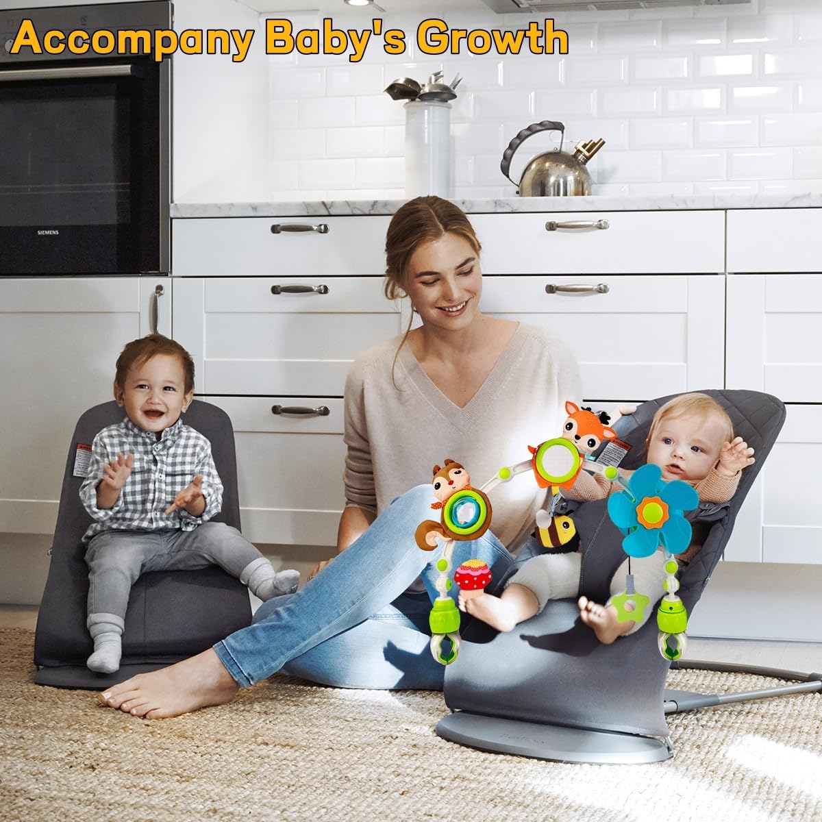Baby Stroller Arch Mobile, Adjustable Musical Cirb Mobile Toys with Universal Clamps, Versatile