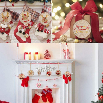AerWo Natural Wood Slices Christmas Ornaments, 50 Pcs 2.7-3.1 Inches Small Wood Slices with Holes