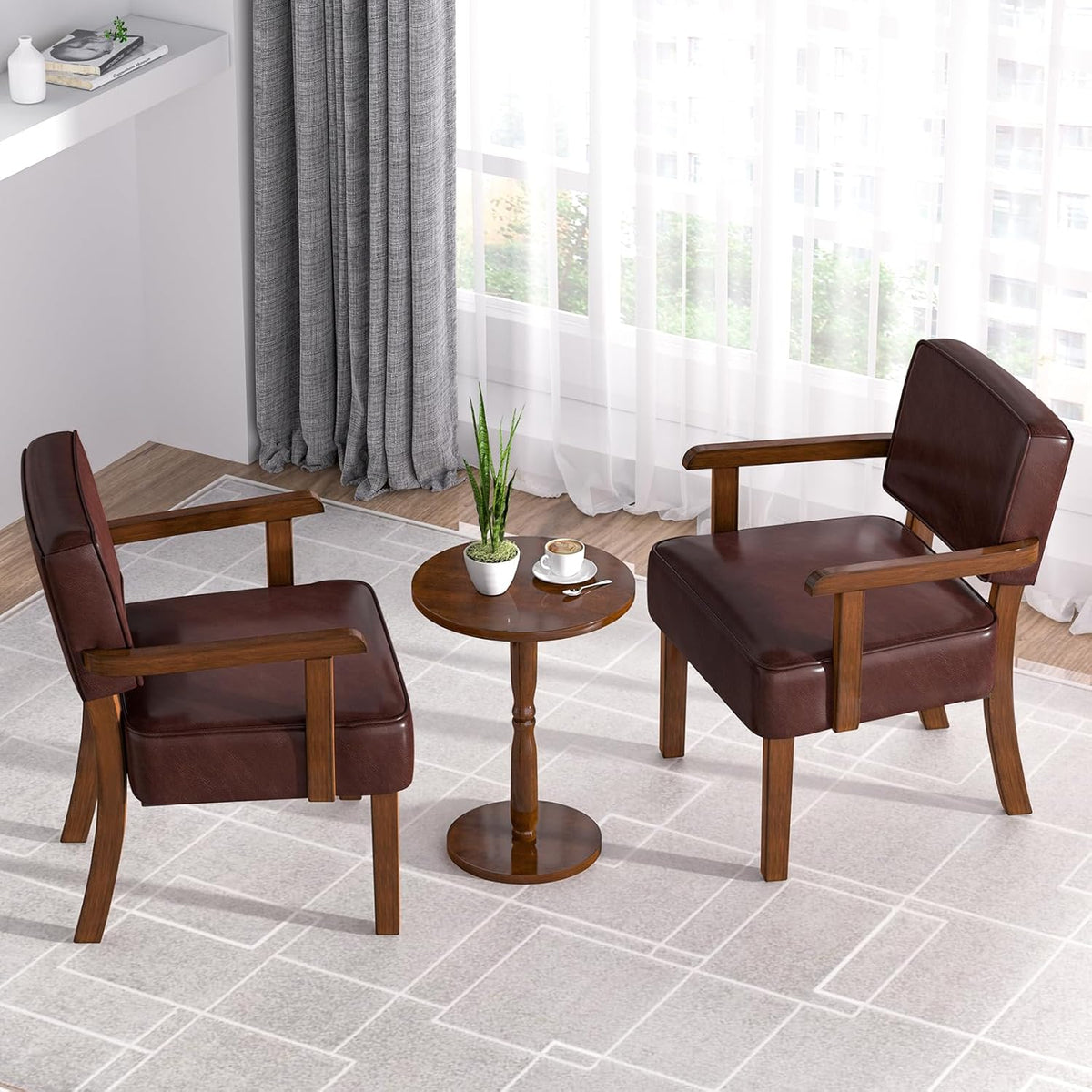 Accent Chair, PU Leather Living Room Chairs Oversize with Soft Seat and Armrests for Living Room