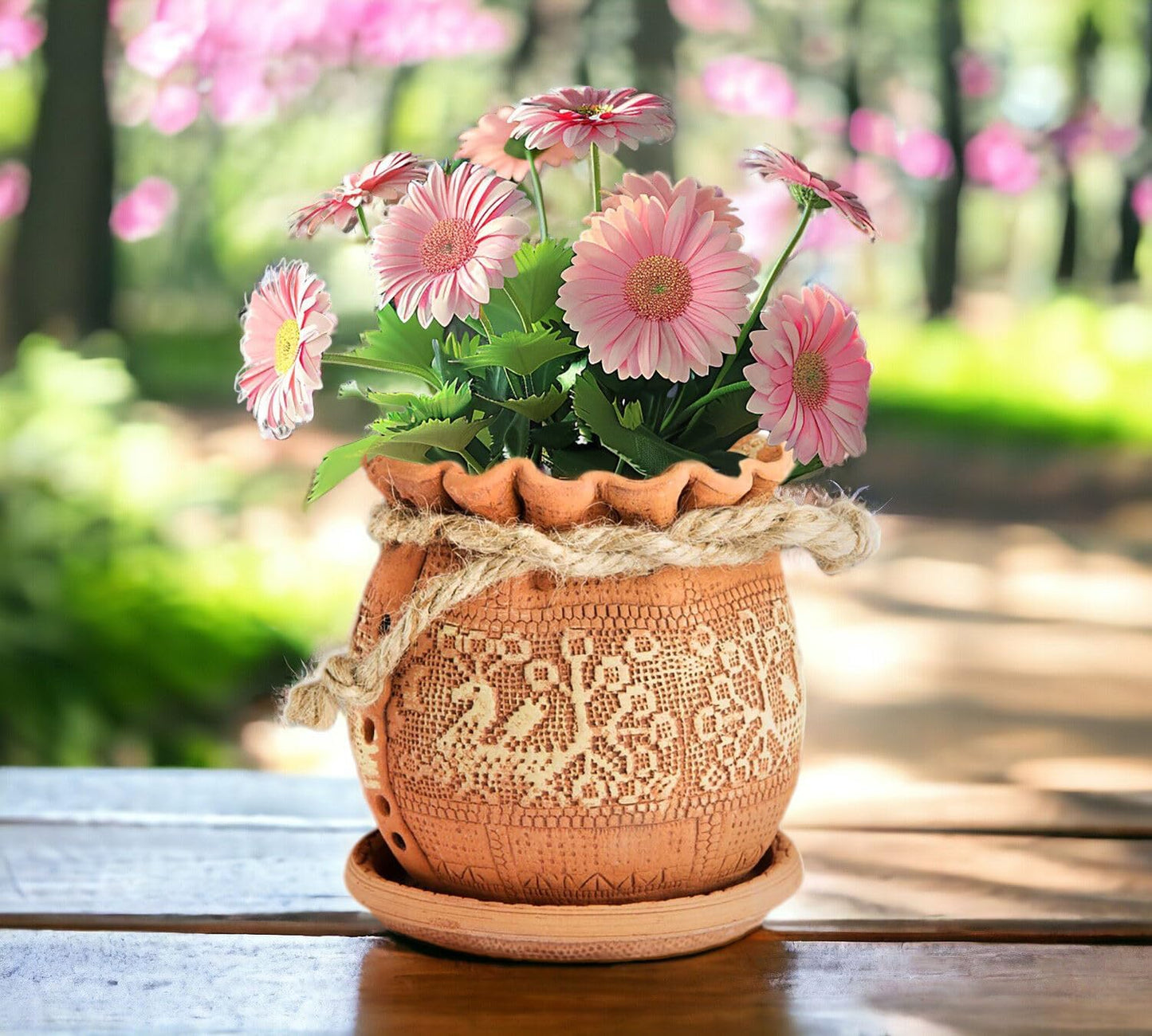 Ceramic Pot with Drainage Hole and Saucer, Plant Pots, Modern Decorative Planters for House Plants
