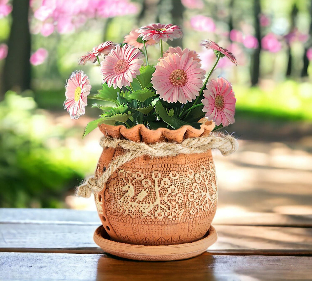 Ceramic Pot with Drainage Hole and Saucer, Plant Pots, Modern Decorative Planters for House Plants