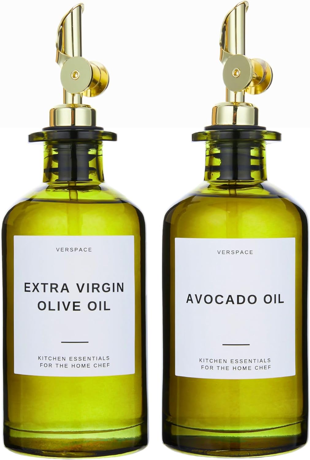 Green Glass Olive Oil Dispenser Bottle For Kitchen By Verpsace,Avocado Oil Dispenser Set, Modern