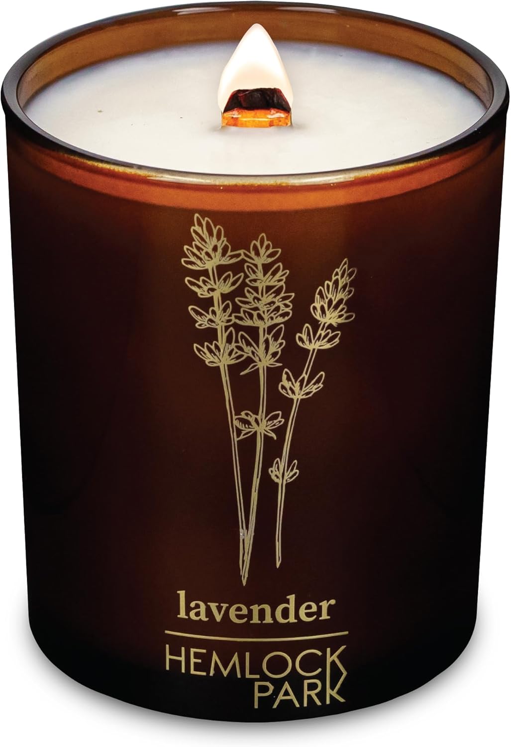 Hemlock Park Wood Wick Candle Handcrafted with Natural Coconut Wax and Essential Oils (Amber & Gold
