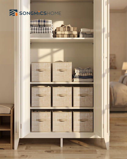 SONGMICS HOME Foldable Storage Cubes Set of 8, Fabric Shelf Organizer Bins with Handles, Closet