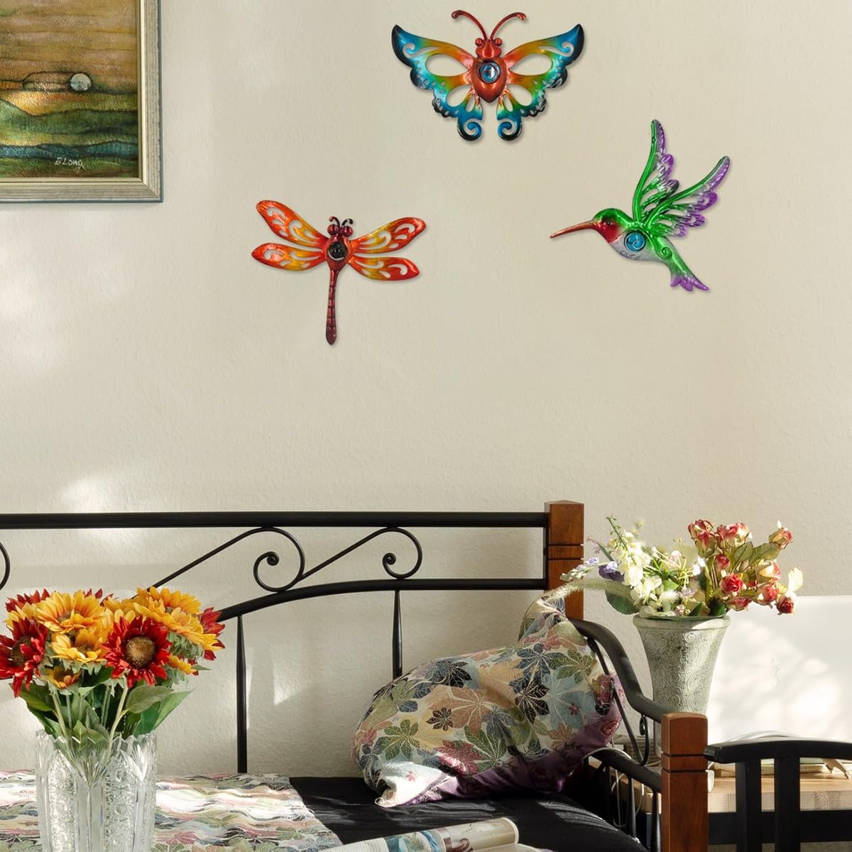 Hummingbird Butterfly Dragonfly Metal Wall Decor Outdoor Metal Wall Art Fence Decor Hanging