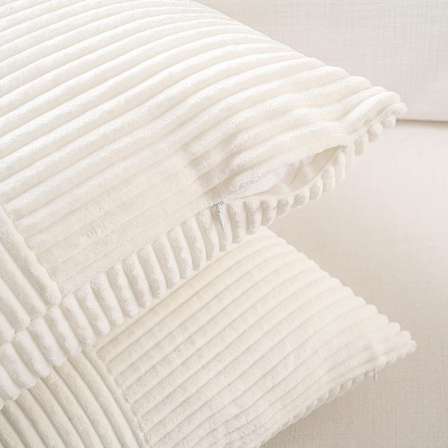 Fancy Homi Set of 2 Cream White Boho Long Lumbar Body Decorative Throw Pillow Cover 14x36 Inch for
