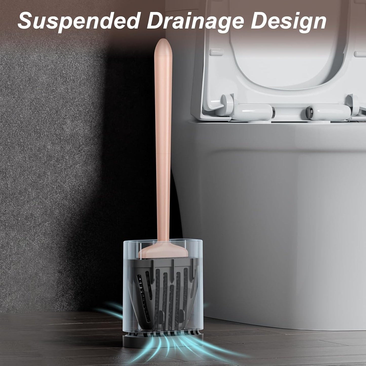 Sellemer Toilet Brush and Holder Set - Flexible Toilet Bowl Brush Head with Silicone Bristles