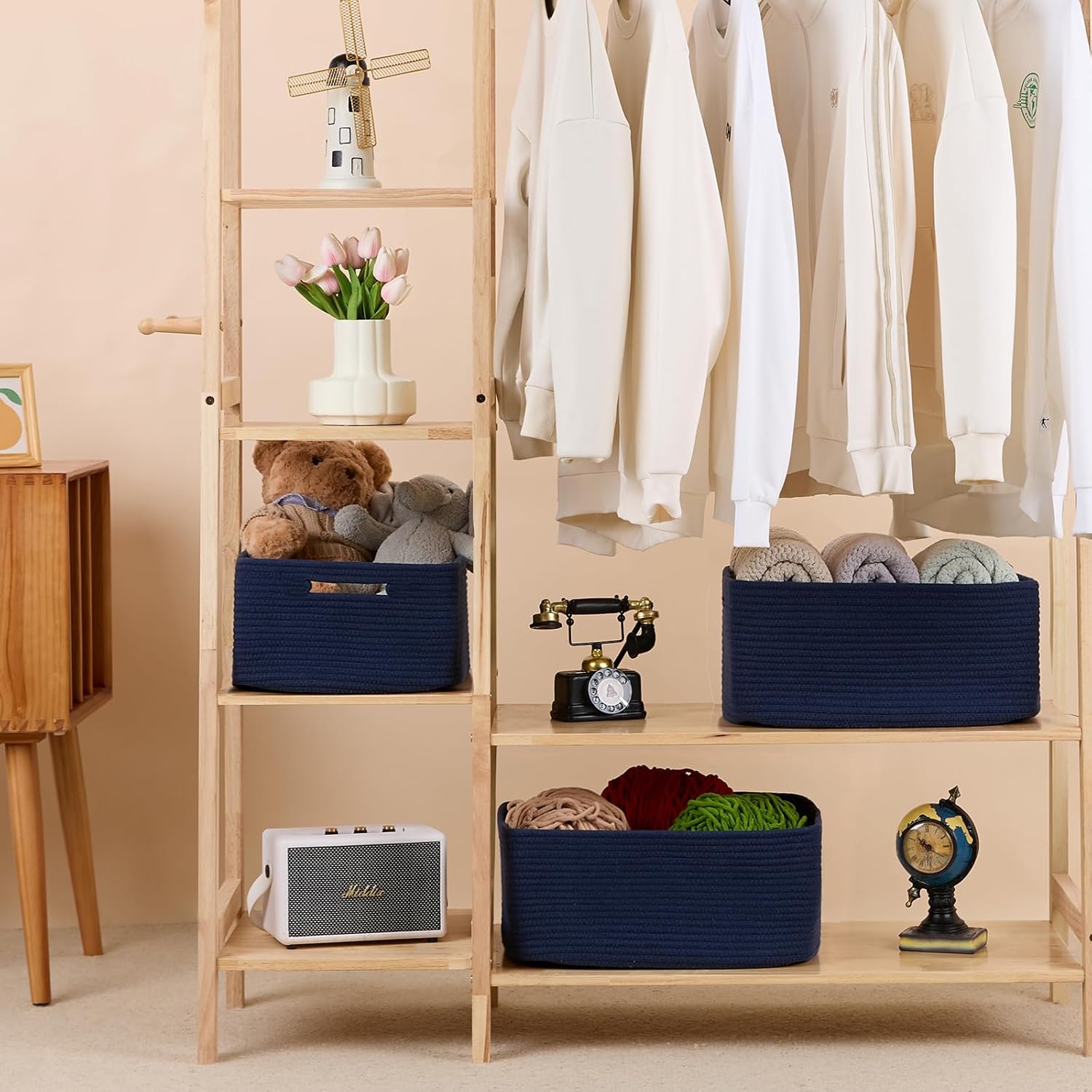 Large Storage Baskets for Organizing, Closet Shelf Baskets for Clothes Blanket Towels, Baby