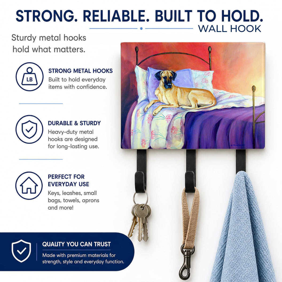 Caroline's Treasures 7256TH68 Great Dane Leash or Key Holder, Wall Hooks, Key Hooks Holder, Coat