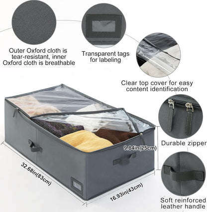 10-Inch Under Bed Organizer, Large Under Bed Storage Container, Underbed Storage Box for Seasonal