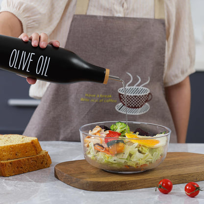 HOMCDALY Olive Oil and Vinegar Dispenser Set, Ceramic Oil and Vinegar Bottles with Bamboo Tray