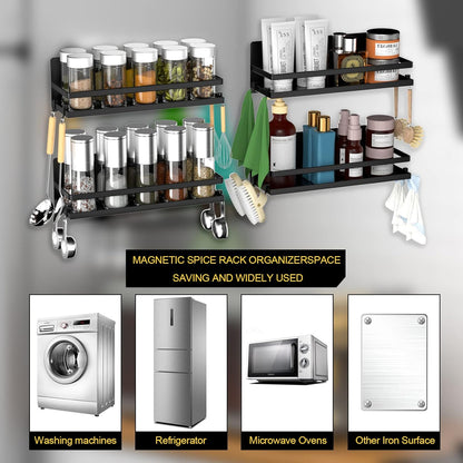 Magnetic Spice Rack for Refrigerator,Magnetic Shelf Fridge Organizer for Kitchen, Spice Rack Space