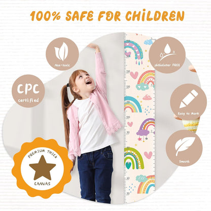 Personalized Name Growth Chart Wall Decor for Kids – Canvas Removable Height Chart Measuring Ruler