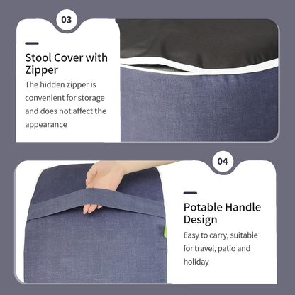 Inflatable Ottoman Stool D21 xH9 for Outdoor/Indoor Use, Water Repellent Patio Foot Rest Stool with