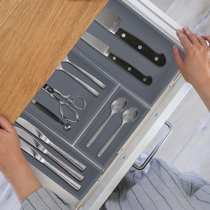 Bamboo Drawer Organizer - Kitchen Utensil Organizer Silverware Tray Cutlery Holder，Office Desk