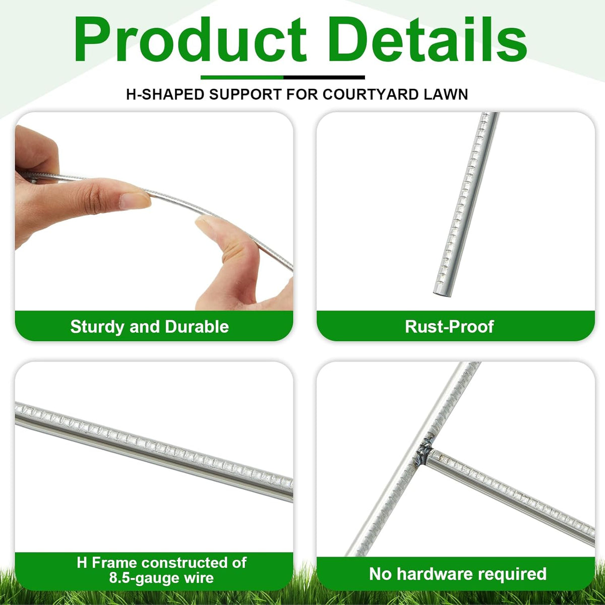 Tandefio 100 Pcs Yard Sign Stakes Metal 15"x10" H Frame Wire Yard Stakes Use with Corrugated Sign