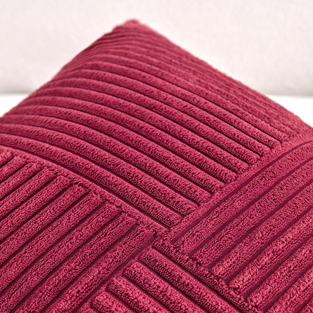 Fancy Homi 2 Packs Burgundy Long Lumbar Decorative Throw Pillow Covers 12x24 Inch for Couch Bed