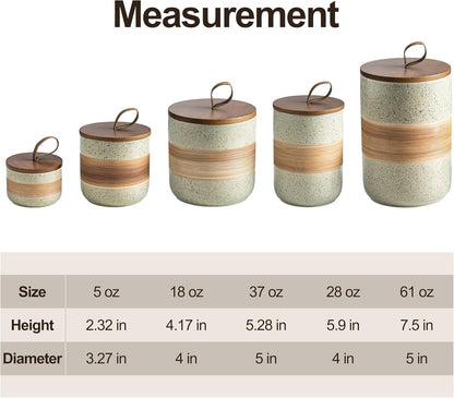 Ceramic Jar with Lid Airtight, Coffee Container Kitchen Food Storage Jars for Spice Sugar Tea Bag