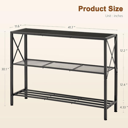 Hoctieon Industrial Console Table, 3 Tier Entryway Table, Hallway Table, Narrow Sofa Table with