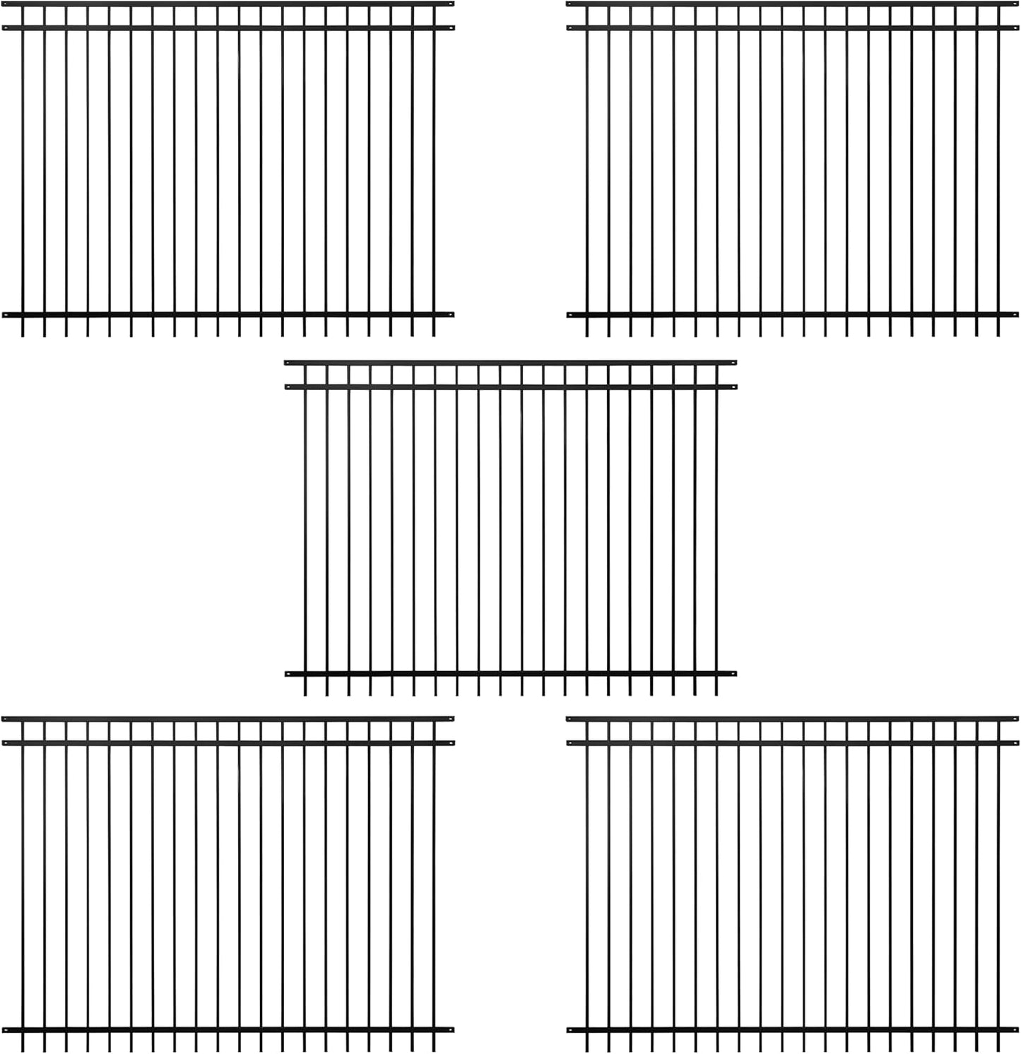Fencer Wire Pack of 5 Heavy Duty Flat Top Fence Barrier Panel, 6FT Height X 8FT Width Anti-Rust