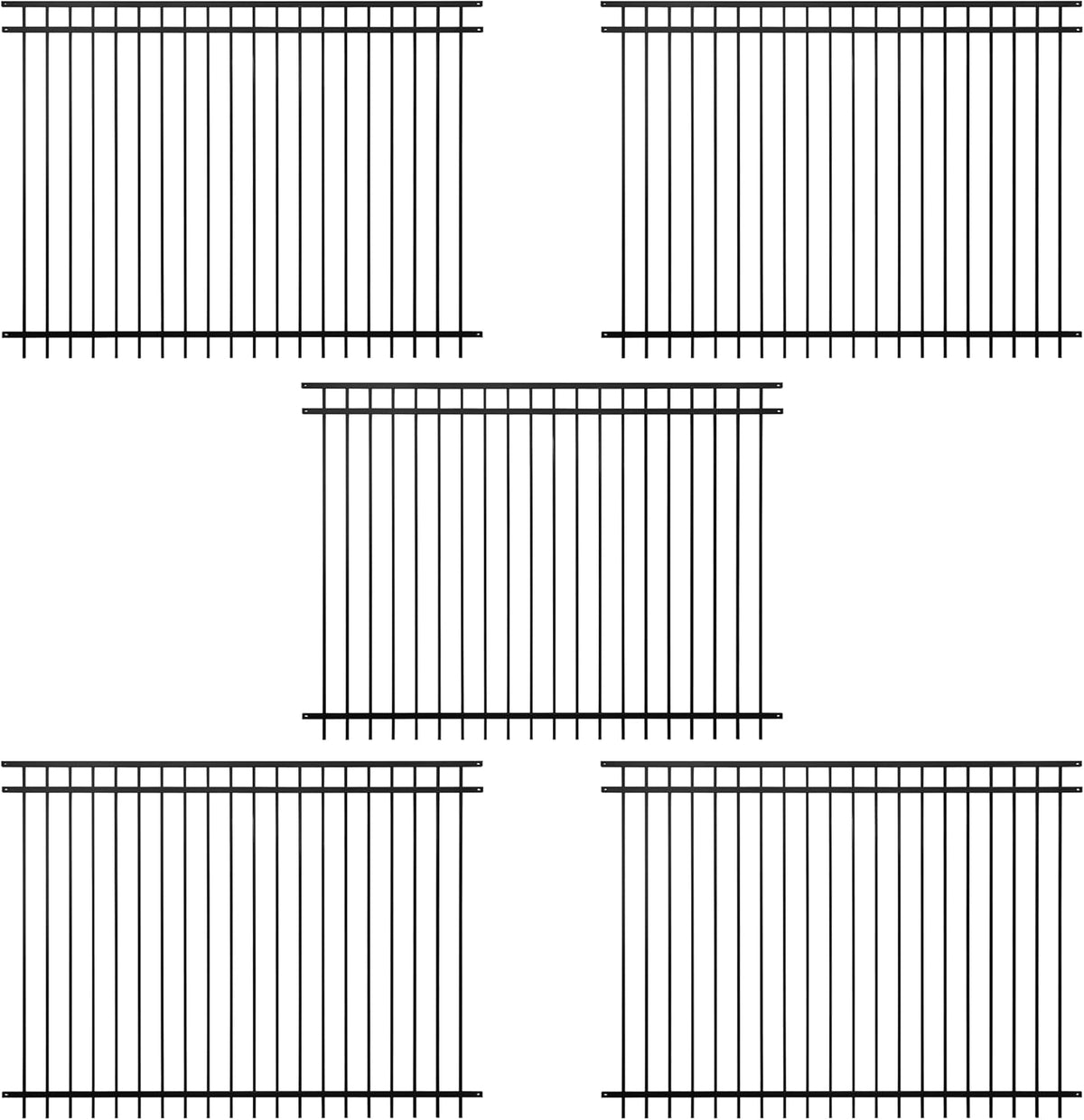 Fencer Wire Pack of 5 Heavy Duty Flat Top Fence Barrier Panel, 6FT Height X 8FT Width Anti-Rust