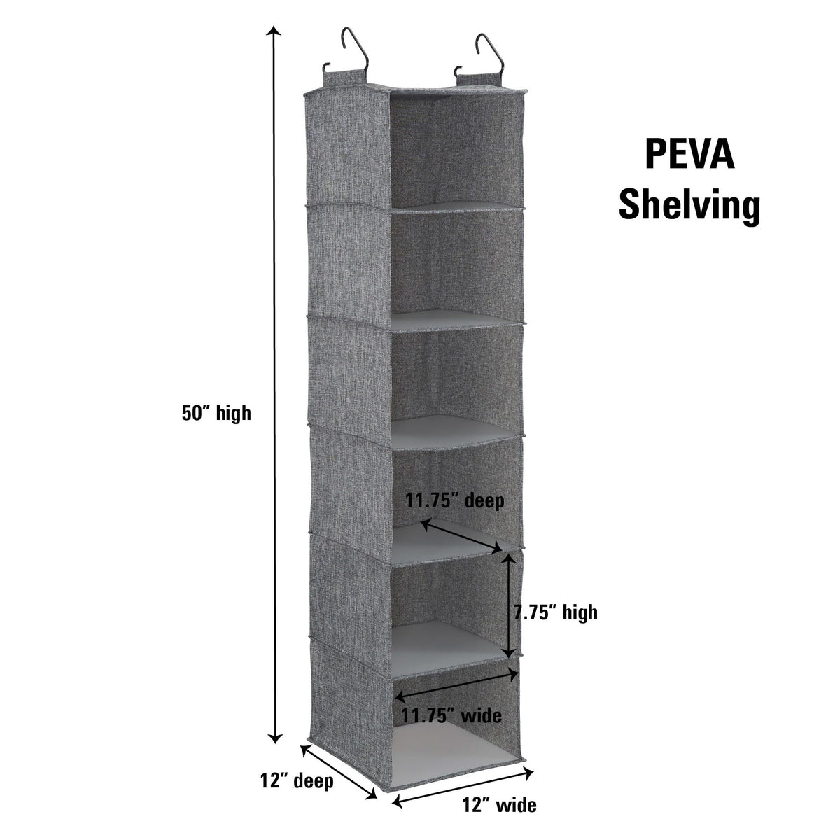 Household Essentials 6 Shelf Hanging Closet Organizer, Hanging Closet Shelf, Fabric Poly Linen and