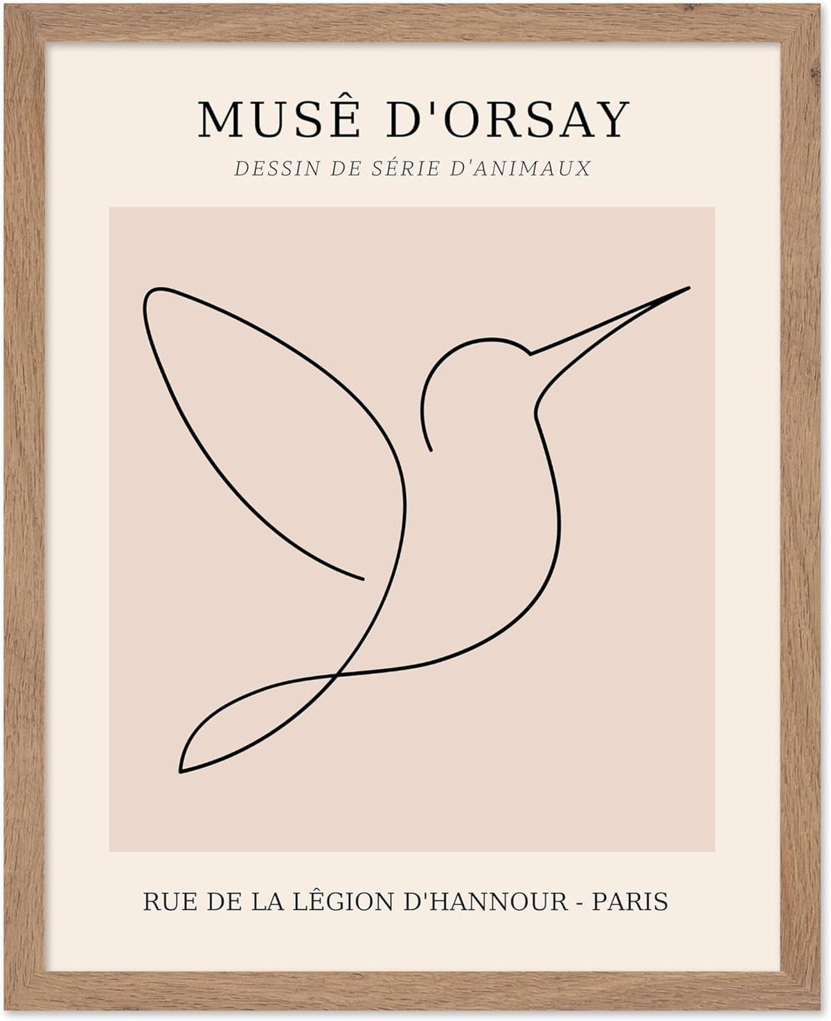 Poster Master Vintage Poster - Retro One Line Hummingbird Drawing Print - Bird Line Art - Minimal