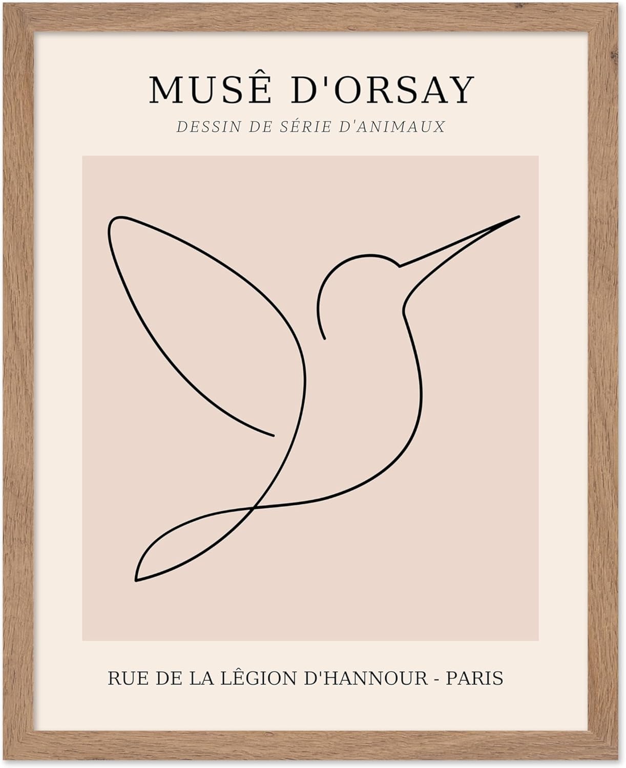 Poster Master Vintage Poster - Retro One Line Hummingbird Drawing Print - Bird Line Art - Minimal
