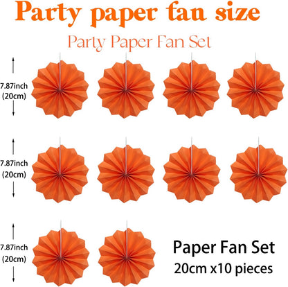 Orange Birthday Party Decorations,DIY Orange Paper Fans Hanging Decoration,8in Halloween Paper