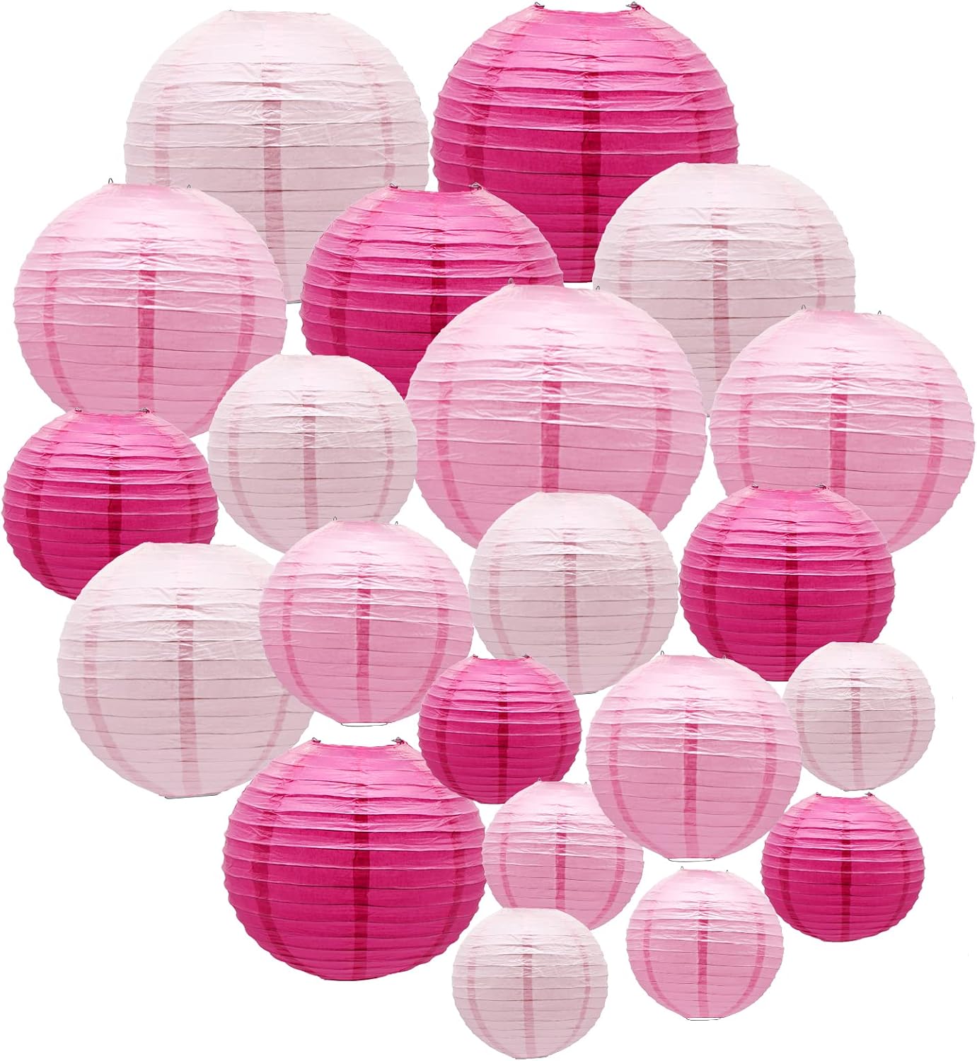 ADLKGG Pink Paper Lanterns Decorative, Hanging Round Paper Lanterns Indoor Outdoor for Graduation