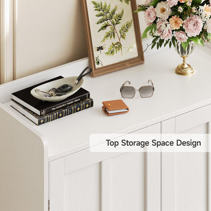 ComfyCorner Shoe Cabinet with Cross Molding Doors, 6-Tier Storage, White
