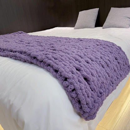Chunky Knit Blanket Throw 40"x60", Chenille Throw Blankets, Handmade Warm & Cozy Blanket Couch Bed