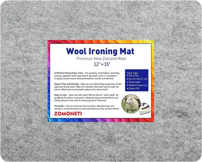 ZOMONETI 15" x 12" Wool Pressing Mat 100% New Zealand Felted Wool Ironing Mat Pad Blanket for