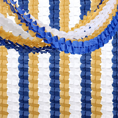 Navy-Blue White-Gold Party-Decorations Streamers Garland - 12pcs Royal Blue Graduation 2025 4-Leaf