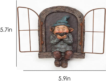 Whimsical Fairy Garden Gnome Statue, Tree Faces Decor Outdoor -5.9 Inch, Funny Garden Tree
