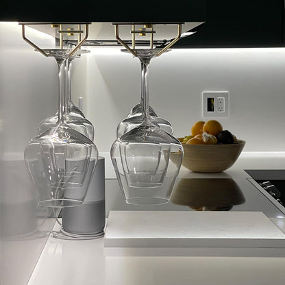 14-Inch Gold Wine Glass Rack, Under Cabinet Wine Glass Holder Stainless Steel Stemware Rack