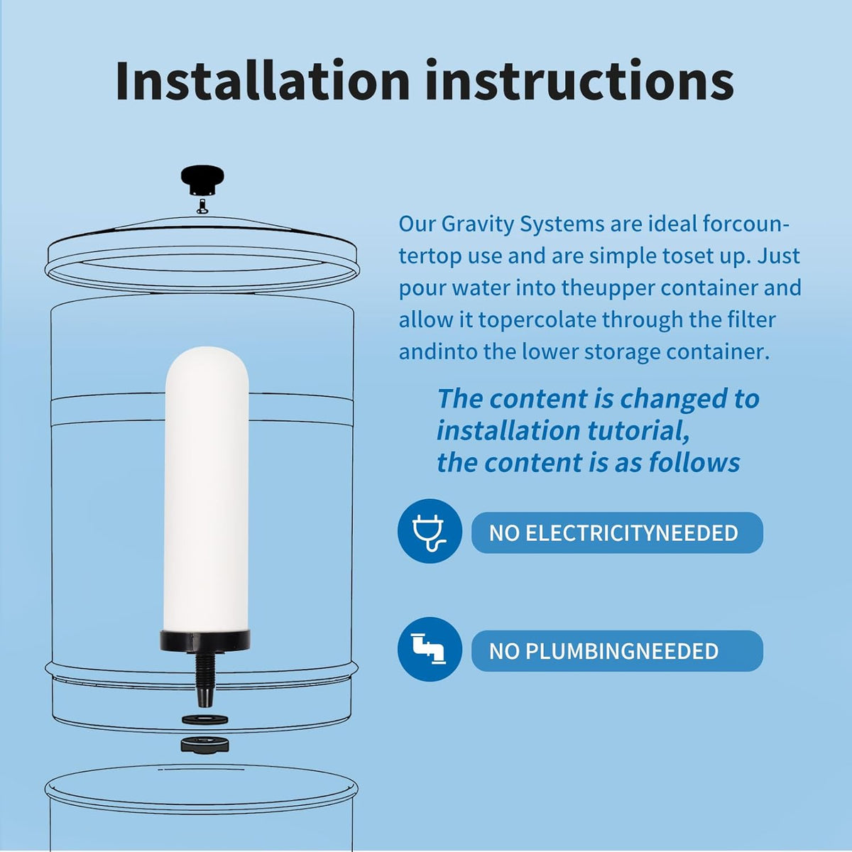 2 Pack 7'' ceramic water filter Candle,7 inch water filter replacement filters with Activated