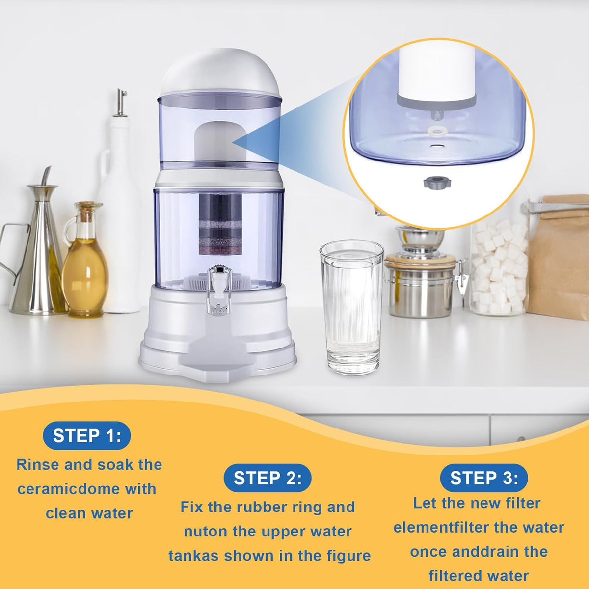 4Pack Replacement Ceramic Dome Water Filter 0.2 to 0.5 micron for Countertop Portable Water