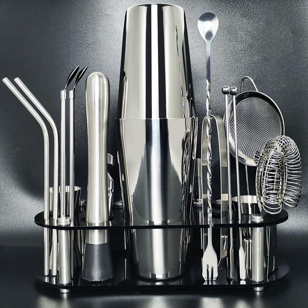 22-Piece Cocktail Shaker Set, 25/20oz Bartender Kit, Bartending Stainless Steel Bar Tools Sets for