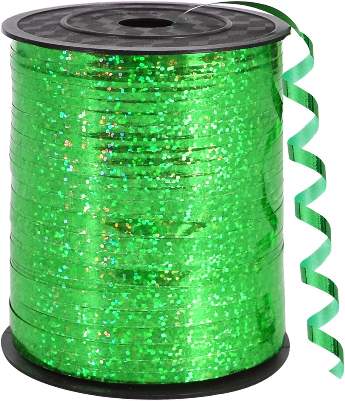 BEISHIDA 500 Yards Green Crimped Curling Ribbon Balloon String, Shiny Metallic Ribbon Roll for Gift