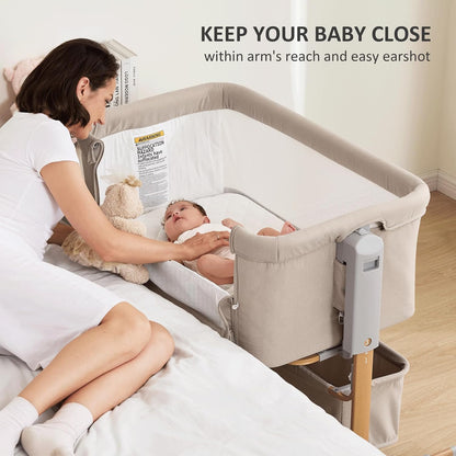 3 in 1 Baby Bassinet, Rocking Bassinet, Bedside Bassinet, 6-Height Adjustable, Bassinet Bedside
