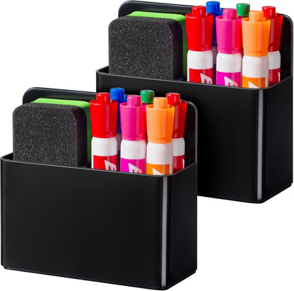 BEYGORM 2 Pack Plastics Magnetic Pen Holder for Refrigerator, Dry Erase Marker Holder for