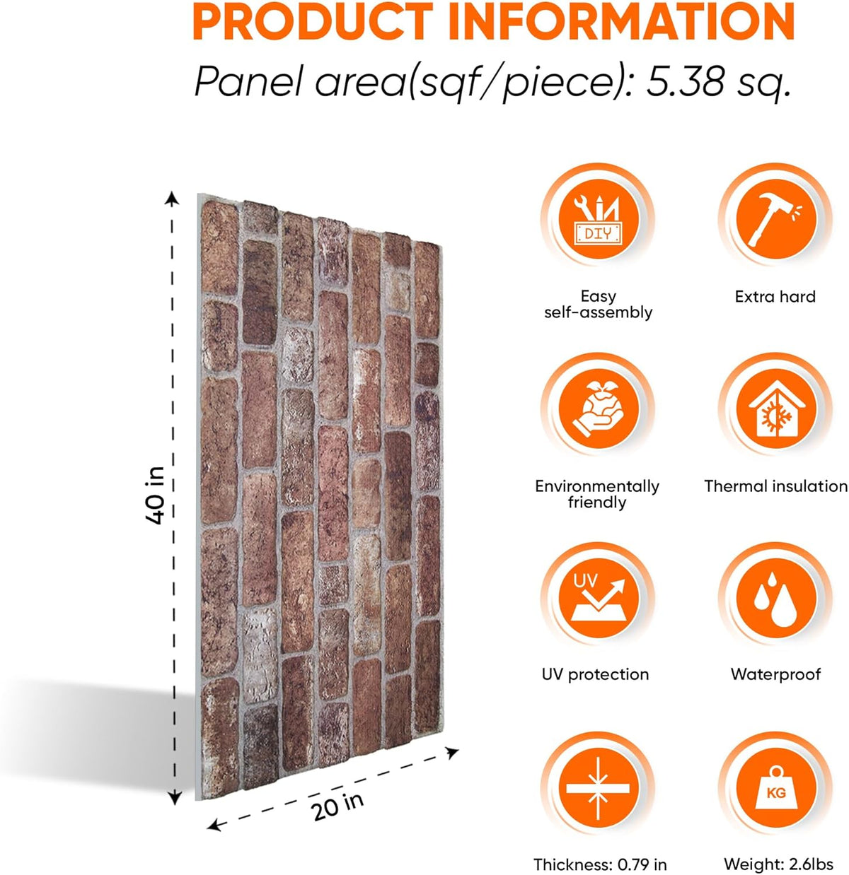 IZODEKOR 3D Wall Panels Brick Effect - Cladding, Stone Look, Styrofoam Facing for Living Room