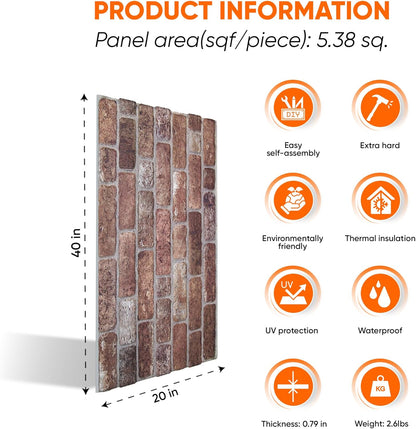 IZODEKOR 3D Wall Panels Brick Effect - Cladding, Stone Look, Styrofoam Facing for Living Room